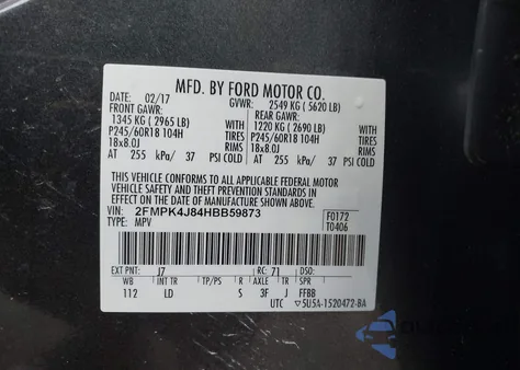 2017 Ford Edge Sel z USA, uszkodzony, nr VIN 2FMPK4J84HBB59873